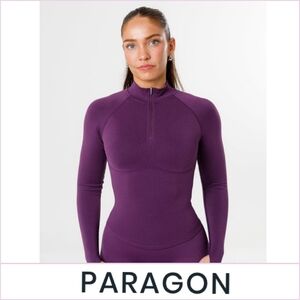 NWT Paragon Fitwear CurveFlex Form Quarter Zip Long Sleeve Top - Plum